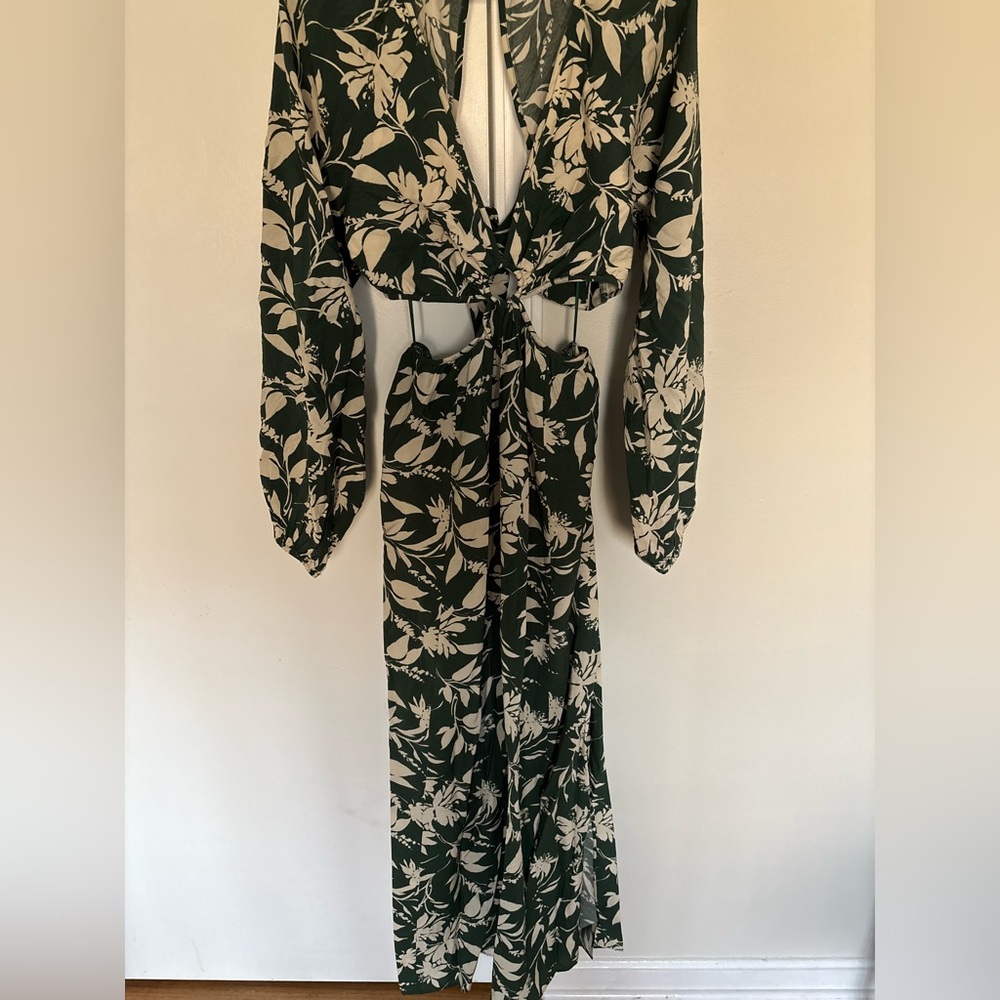 Abercrombie & Fitch Dark Green and Cream Floral Maxi Dress